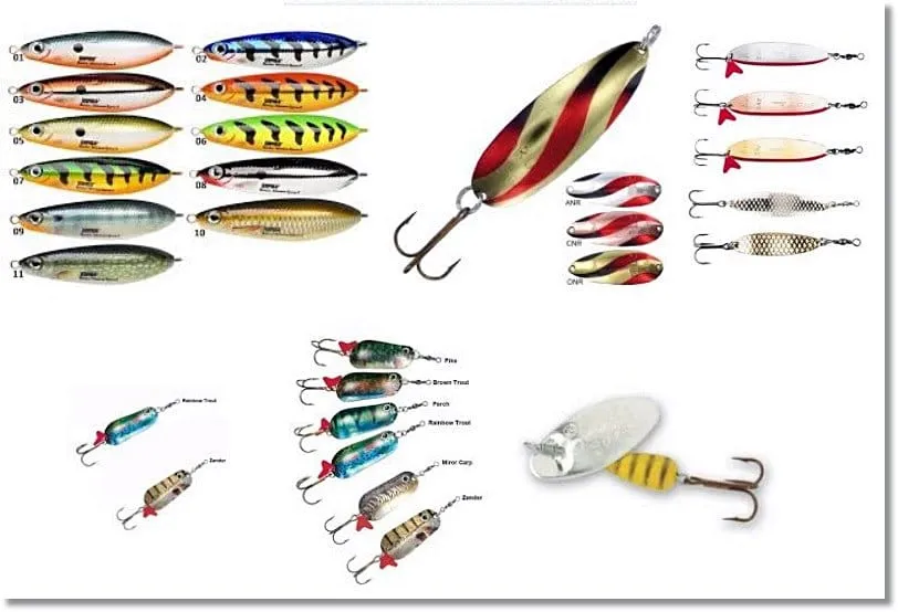 Modelos de cucharillas ondulantes aptas para la pesca del sábalo